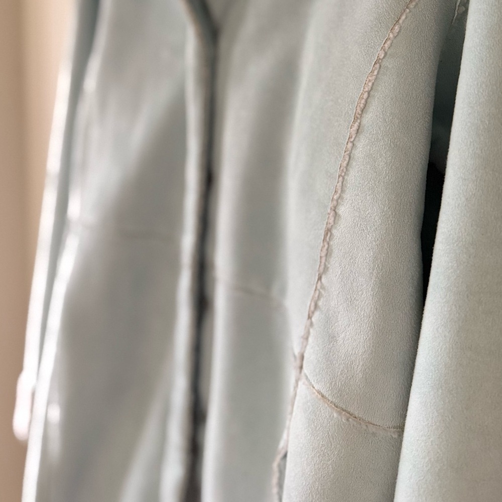 Vintage Coldwater Creek Light Blue Faux Suede & Shearling Penny Lane Coat - Picture 4 of 5